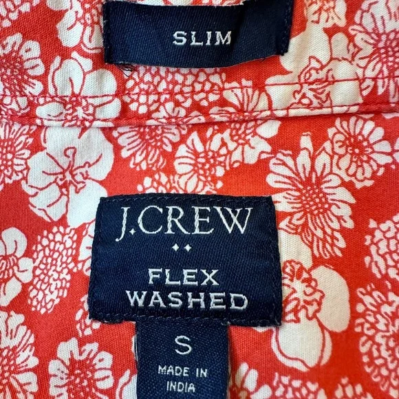 J. Crew Men's Flex Washed Slim Short-Sleeved Button-Up Hawaiian Shirt Sz Small - Picture 4 of 9